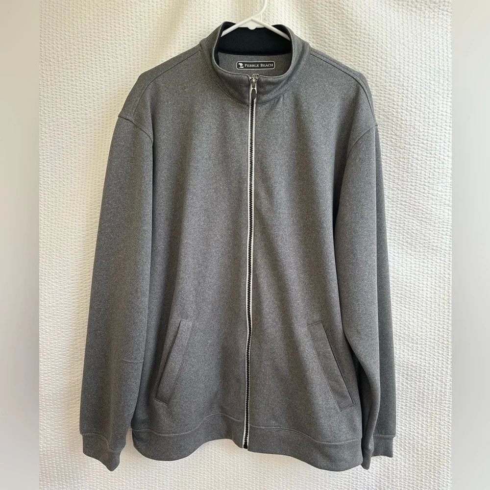 Pebble Beach Men’s Performance Full Zip Golf Jacket Gray Lightweight XL Stretch